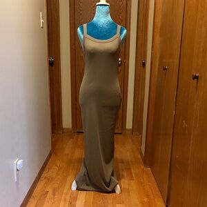 Sexy low back Brown Maxi Dress
